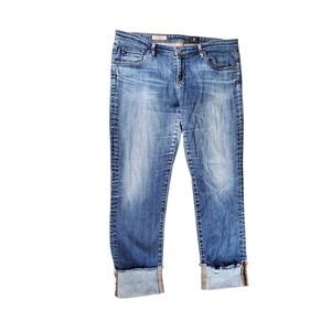 AG Adriano Goldschmied The Stevie Cuff Slim Straight Crop Jeans Blue Womens 32